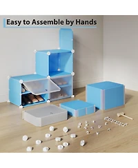 Homfan 8-Tier Sliding Door Shoe Storage Cabinet, Large Capacity Pp Metal Frame Organizer with Side Hooks