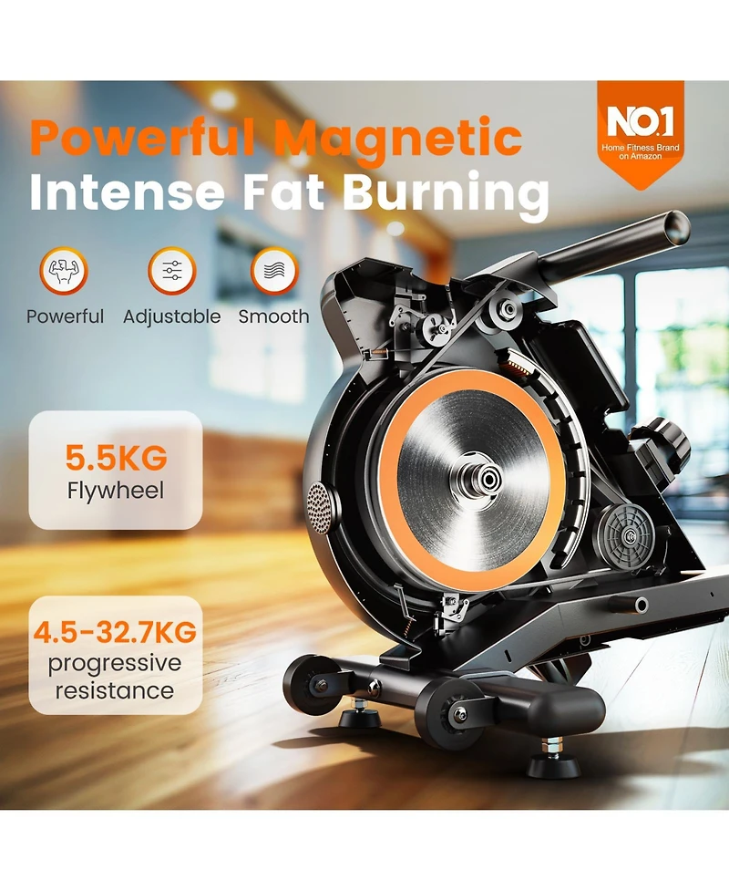 Fed Fitness Yosuda Magnetic Rowing Machine 16 Level Adjustable Resistance Bluetooth App Support Lcd Monitor with Comfortable Seat Cushion for Home Gym