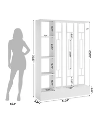 Tribesigns Wall Room Divider with Display Shelves, 70.9" Modern Freestanding Room Divider Screen with Sturdy Base, Wall Partition