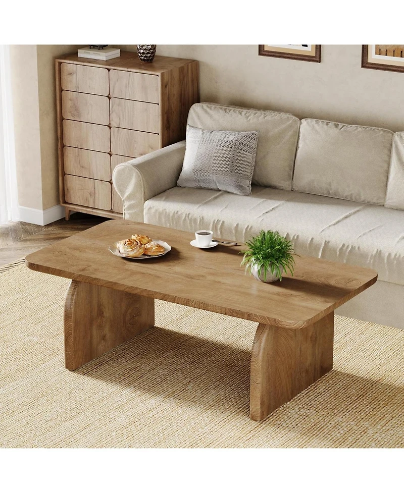 Tribesigns Rectangle Coffee Table, 47-Inch Wood Rectangular Living Room Farmhouse Accent Center Table Low Cocktail Tea with Sturdy Base &