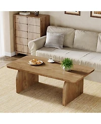 Tribesigns Rectangle Coffee Table, 47-Inch Wood Rectangular Living Room Farmhouse Accent Center Table Low Cocktail Tea with Sturdy Base &