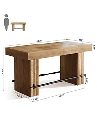 Tribesigns 62.2Inch Bar Table, Industrial Counter Height Pub Dining Table, Large Home Bar Unit