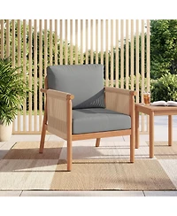 Slickblue Acacia Wood Patio Chair with Woven Rope and Seat Back Cushion