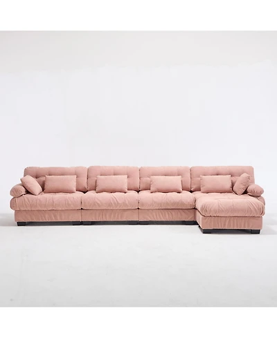 Clihome Modular Sectional Sofa Cloud Couch, L Shaped Sectional Couches for Living Room, Deep Seat Modular Couch with Round Armrests 6 Pillows