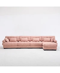 Clihome Modular Sectional Sofa Cloud Couch, L Shaped Sectional Couches for Living Room, Deep Seat Modular Couch with Round Armrests 6 Pillows