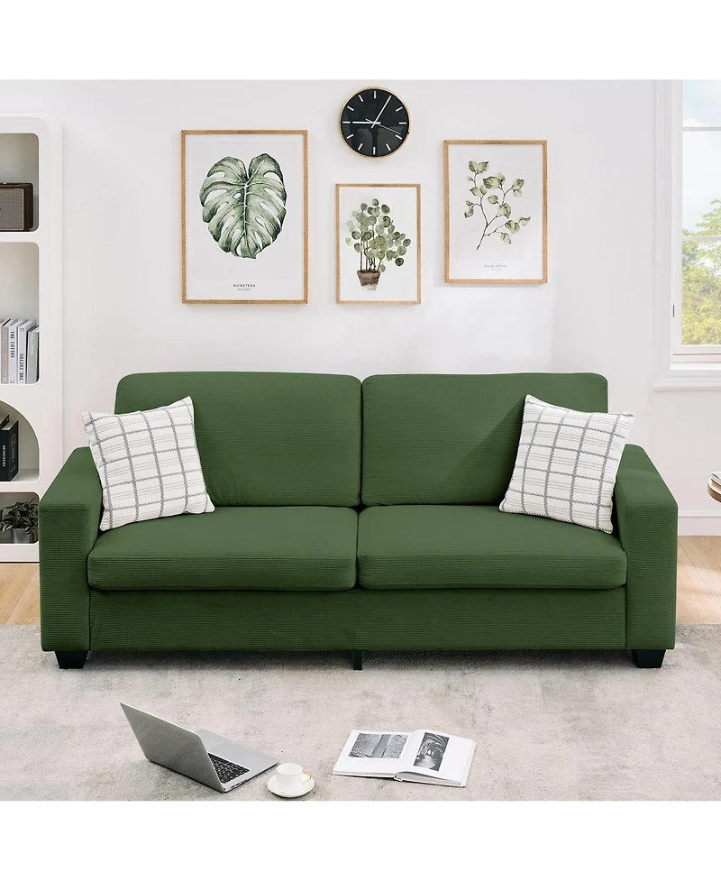 homfan Modern Oversized Deep Seat Loveseat with Soft Corduroy Fabric, Machine-Washable Covers and Durable Metal Frame - Cozy Seating for Living Room