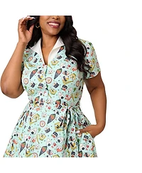 Unique Vintage Plus 1950s Collared Shirt Dress