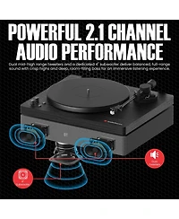 AudioSource All-in-One Vinyl Record Player Turntable, Bluetooth 5.4, 120W 2.1 Speakers & Subwoofer, Hi-Fi 2-Speed Belt Drive, Isolation System