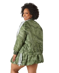 Ashley Stewart Women's Plus Camo Print Zip Front Jacket