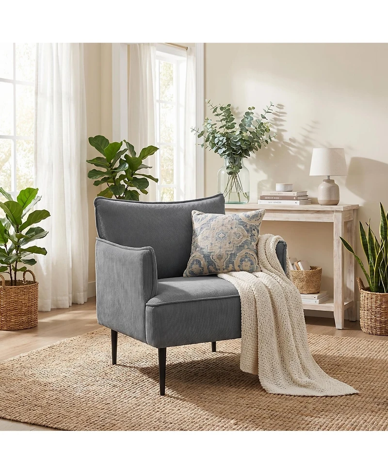 homfan Mid-Century Modern Accent Chair with Corduroy Fabric and Sturdy Wood Frame