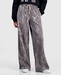 Almost Famous Juniors' Leopard-Print Wide-Leg Sweatpants