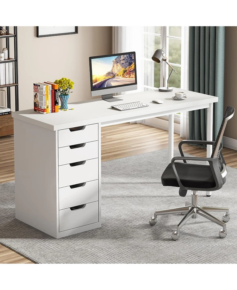 Tribesigns Computer Desk with 5 Drawers, Home Office Desk with Storage