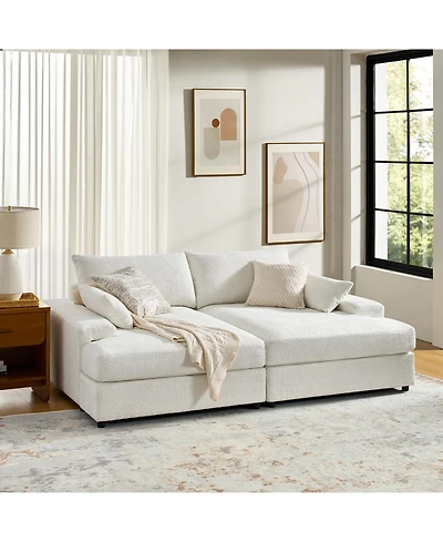 Hulala Home Tychon 87inch Upholstered Square Arm Deep Seating Sleeper Sofa