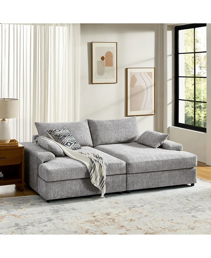 Hulala Home Tychon 87inch Upholstered Square Arm Deep Seating Sleeper Sofa
