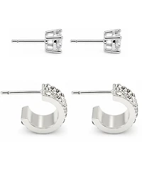 And Now This 2-Pc. Cubic Zirconia 18k Silver Plated Hoop and Stud Earrings Set, Macy's Exclusive
