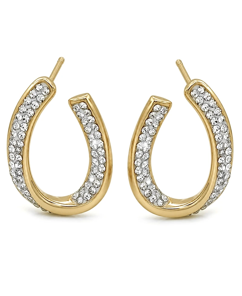 Crystal Curved Post Earring, Gold Plate and Silver