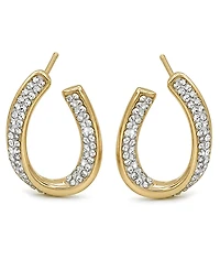 Crystal Curved Post Earring, Gold Plate and Silver