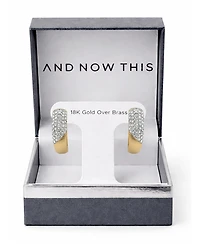 Essentials Clear Crystal Pave J Hoop Earring, Gold Plate and Silver Plate