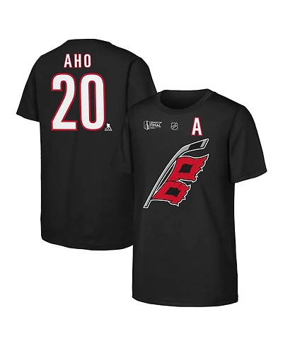 Outerstuff Big Boys and Girls Sebastian Aho Black Carolina Hurricanes 2026 Stanley Cup Final Name Number T-Shirt