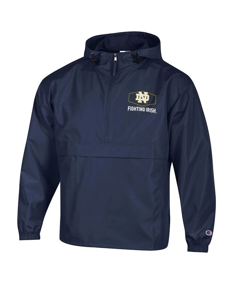 Champion Men's Navy Notre Dame Fighting Irish Delay Packable Half-Zip Jacket