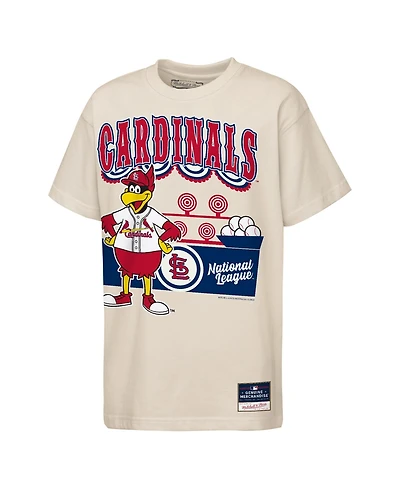 Mitchell & Ness Big Boys and Girls Cream St. Louis Cardinals Step Back Up Mascot T-Shirt