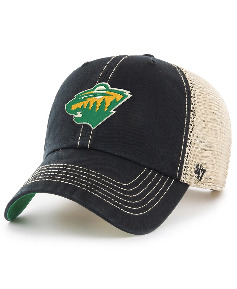 '47 Brand Men's Black/Natural Minnesota Wild Trawler Alternate Clean Up Trucker Adjustable Hat