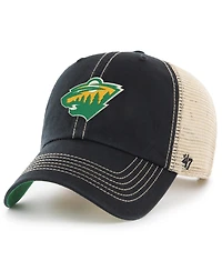 '47 Brand Men's Black/Natural Minnesota Wild Trawler Alternate Clean Up Trucker Adjustable Hat