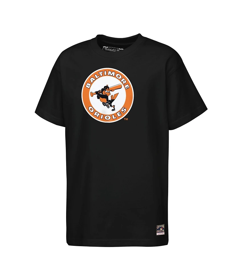 Mitchell & Ness Big Boys and Girls Black Baltimore Orioles Cooperstown Concession T-Shirt