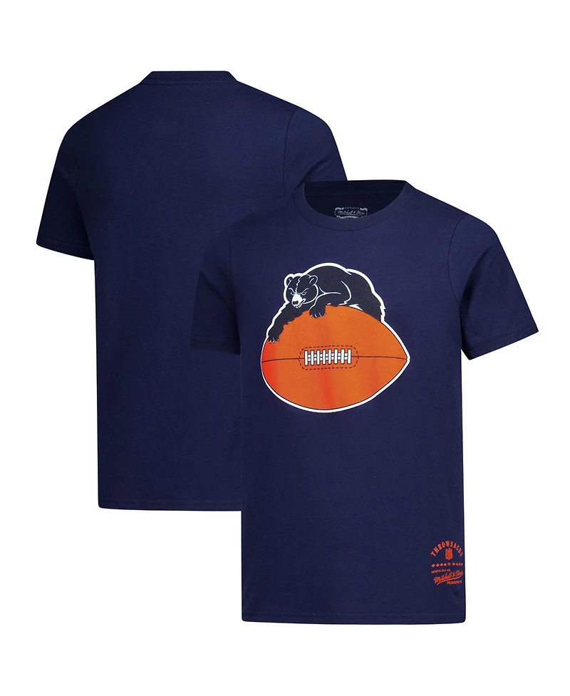 Mitchell & Ness Big Boys and Girls Navy Chicago Bears Retro Logo T-Shirt