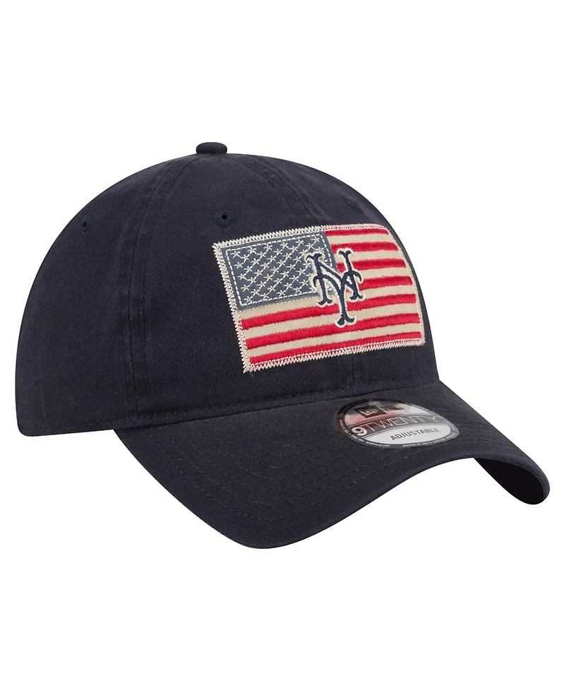 New Era Men's Navy New York Mets Americana Flag 9TWENTY Adjustable Hat