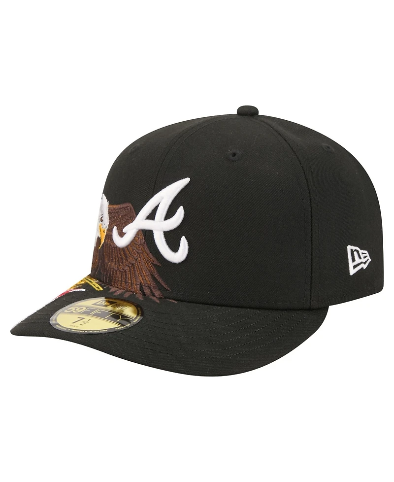 New Era Men's Black Atlanta Braves Americana Bald Eagle Pre-Curved 59FIFTY Fitted Hat
