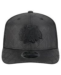 New Era Men's Black Chicago Blackhawks Quilted 9SEVENTY Adjustable Trucker Hat