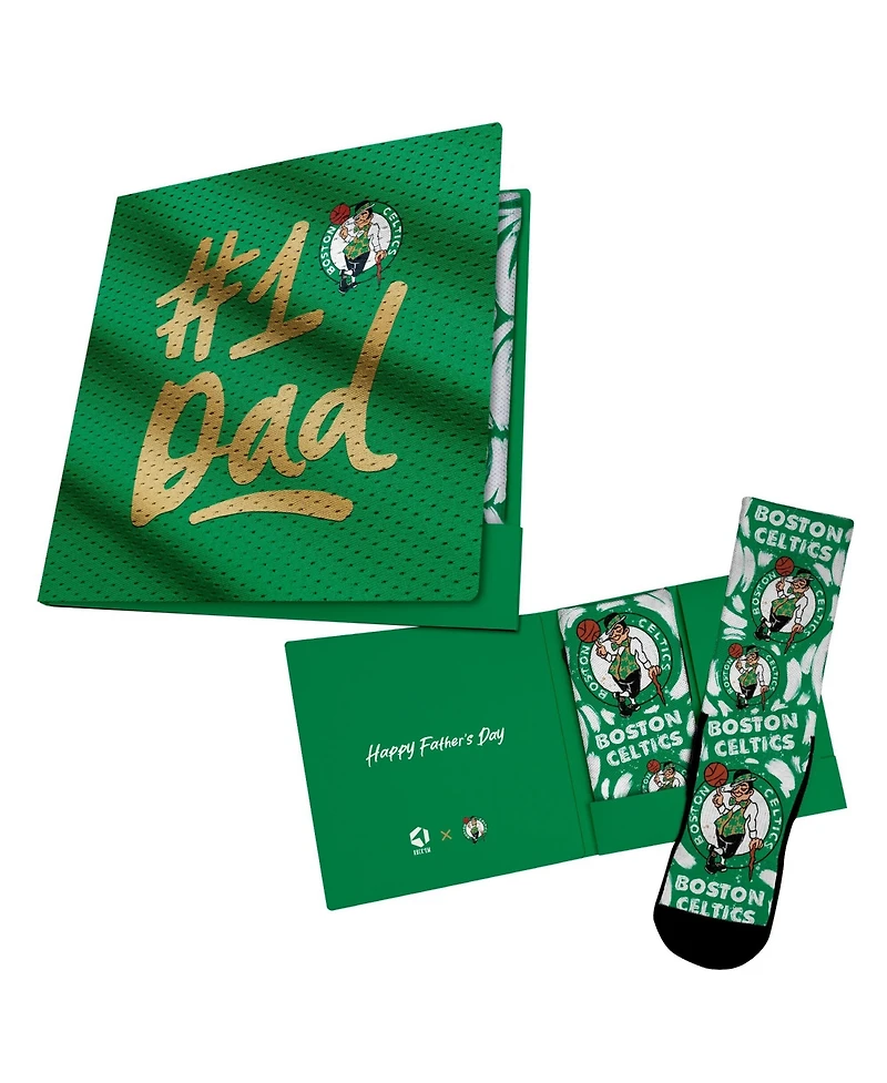 Rock Em Socks Men's and Women's Kelly Green Boston Celtics 1 Dad Gift Card Socks