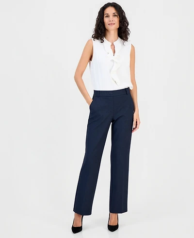 Kasper Women's Faux-Fly Pull-On Straight-Leg Pants