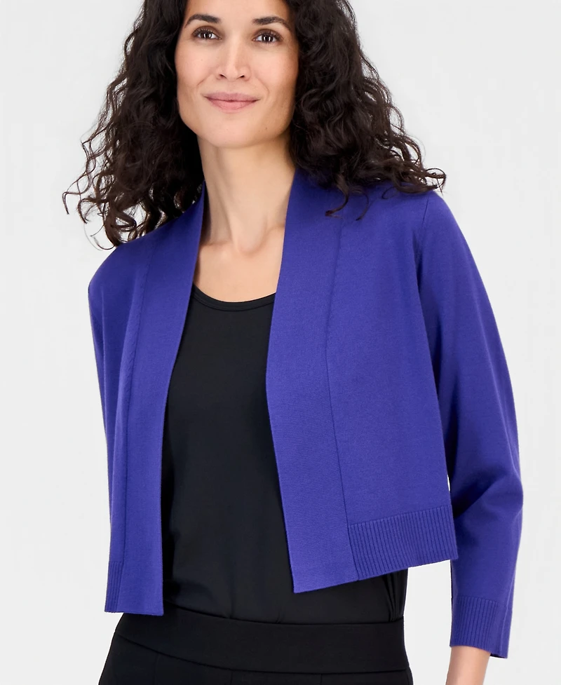Kasper Women's Collarless Cropped Long-Sleeve Cardigan