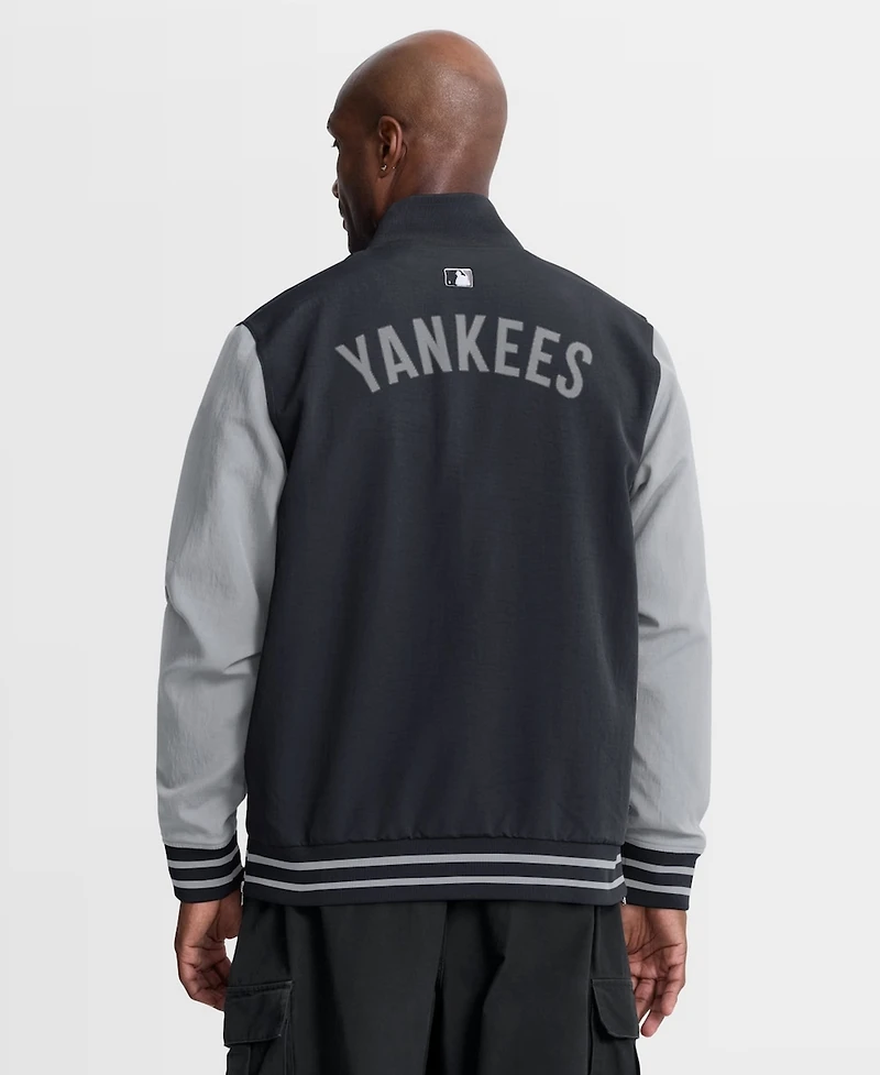 Nike Men's Navy/Gray New York Yankees Authentic Collection Dugout Relaxed Full-Zip Bomber Jacket