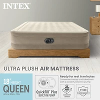 Intex 64427ED Dura-Beam Deluxe Ultra Plush Air Mattress w/Built-in Pump, Queen