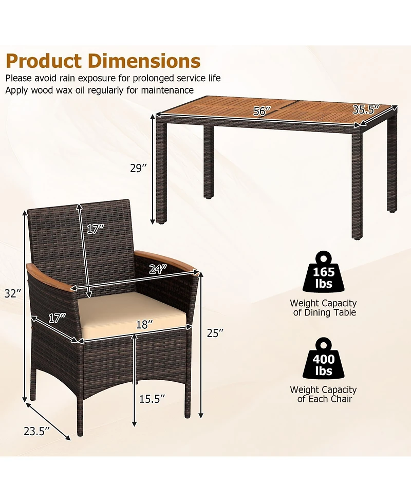 Gymax 7-Piece Patio Dining Set Outdoor Conversation Set w/ Hand-Woven Pe Wicker Mixed