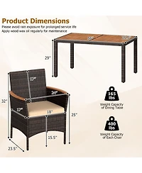 Gymax 7-Piece Patio Dining Set Outdoor Conversation Set w/ Hand-Woven Pe Wicker Mixed