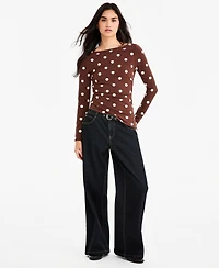 Vanilla Star Juniors' Hero Look Self-Belt Dark-Rinse Wide-Leg Jeans