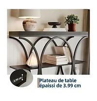 homfan Narrow 3-Tier Console Table for Entryway, Hallway, or Behind Sofa, Metal Frame, Wood Grain Finish