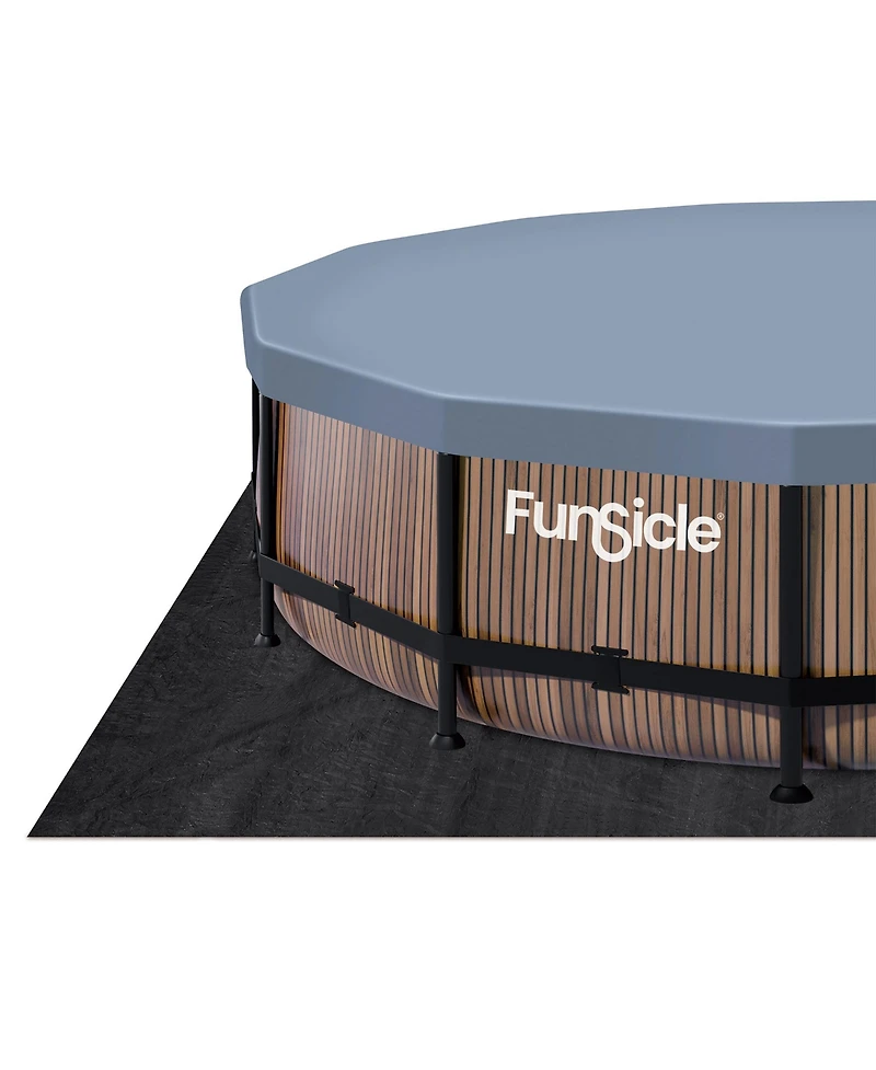 Funsicle 14' x 42" Oasis Round Outdoor Above Ground Swimming Pool, Natural Teak