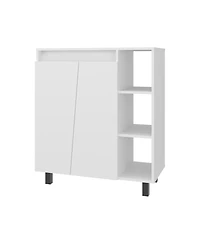 Fm Furniture Way Kitchen Storage Cabinet with Microwave Shelf and Side Open Shelves