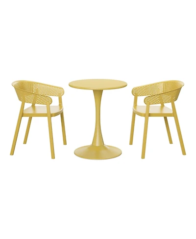 WestinTrends 3-Piece Indoor Outdoor Metal Patio Dining Table Set With Stackable Patio Chairs