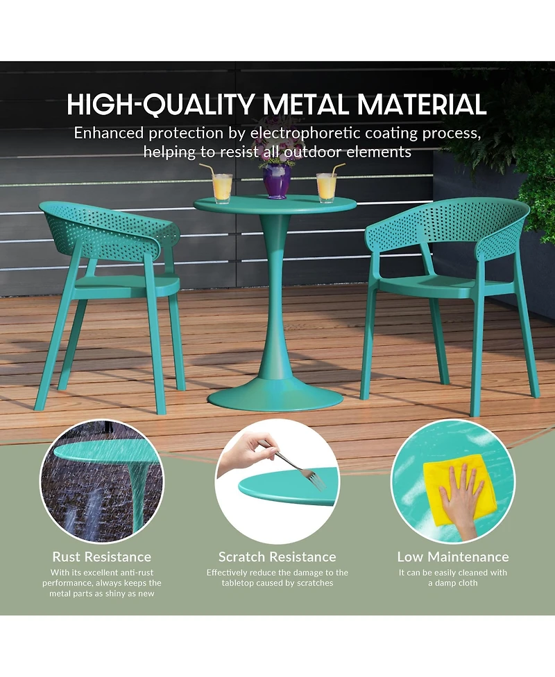 WestinTrends 5-Piece Outdoor Metal Dining Table Set And Stackable Resin Patio Chairs