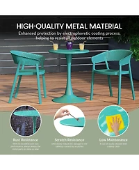 WestinTrends 5-Piece Outdoor Metal Dining Table Set And Stackable Resin Patio Chairs