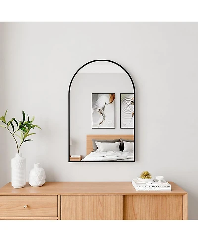 Laoties 36" x 24" Arched Wall Mirror, Arch-Shaped Bathroom Vanity Mirror with Aluminum Alloy Frame