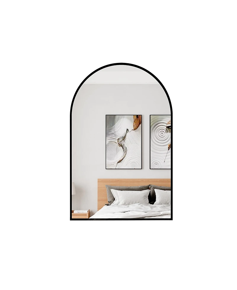 Laoties 36" x 24" Arched Wall Mirror, Arch-Shaped Bathroom Vanity Mirror with Aluminum Alloy Frame