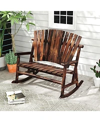 Gouun Outdoor Adirondack Rocking Chair with High Back and Slatted Seat, 660 lb Capacity