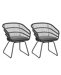 Clihome 2Pieces Outdoor Pe Rattan Dining Chair - Cushioned Patio Chair